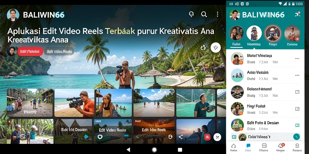 Tampilan antarmuka BALIWIN66 saat mengedit video Reels yang modern dan intuitif.