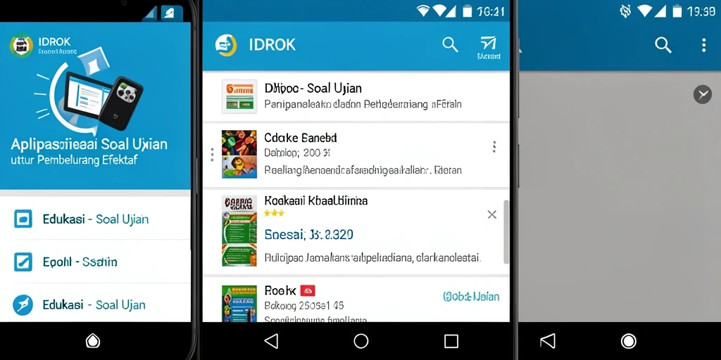 Antarmuka aplikasi IDROK untuk soal ujian yang interaktif.