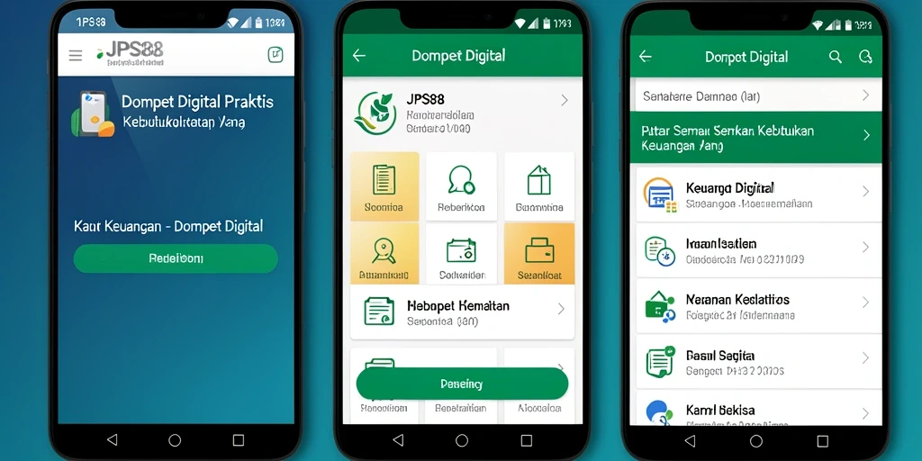 Tangkapan layar utama JPS88 menampilkan antarmuka Dompet Digital yang intuitif dan user-friendly.